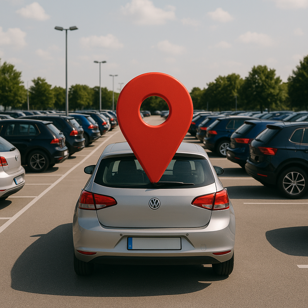 picture of car with a geo location icon above it